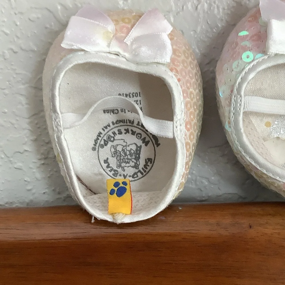 Build-A-Bear Pink Sequin Dress and shoes, head bow, with Silver Accents - Picture 4 of 5